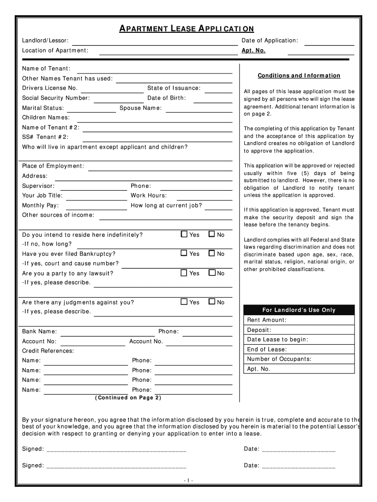 Appartment PDF Online Form