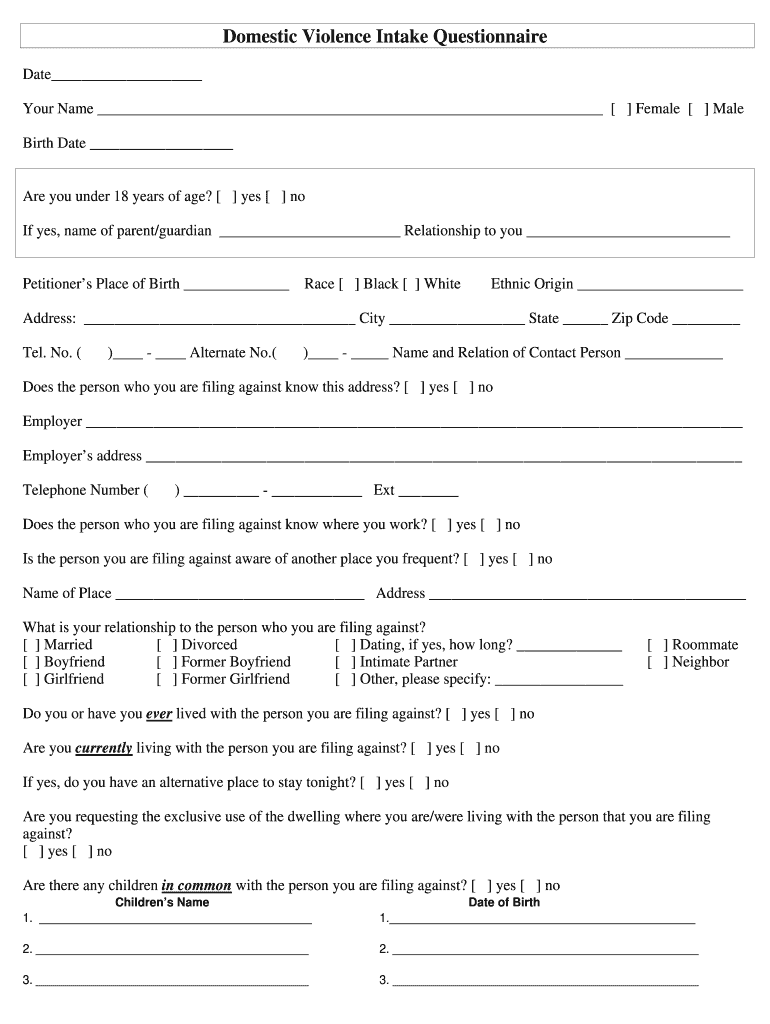 Domestic Violence Intake Form