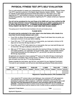 Fbi Pft Self Assessment Evaluation Form