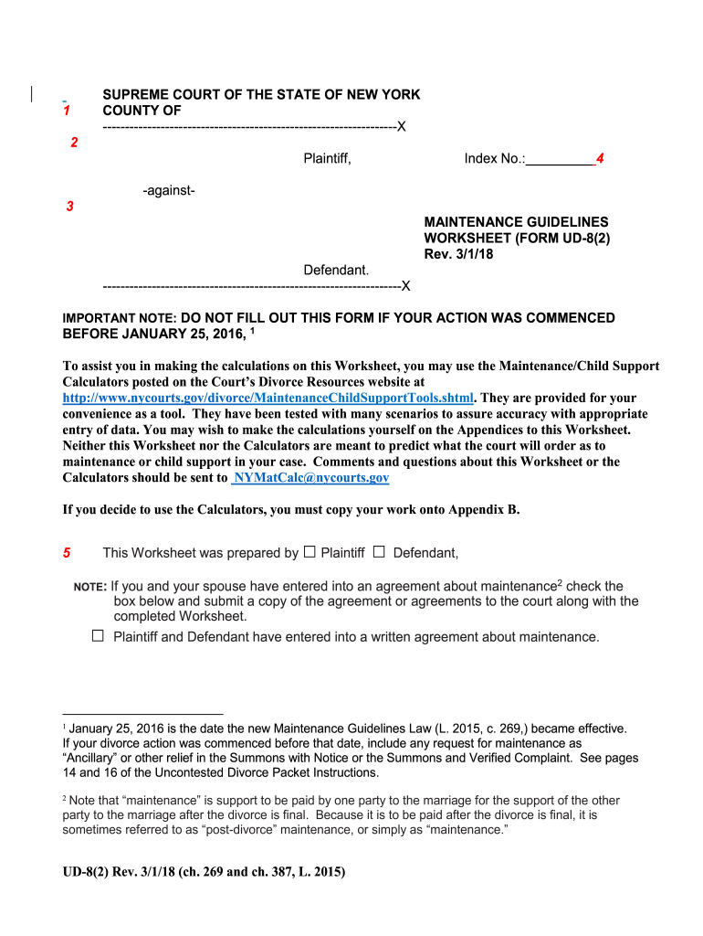 Get and Sign Form UD 82 Maintenance Guidelines Worksheet  Nycourts 2016-2022