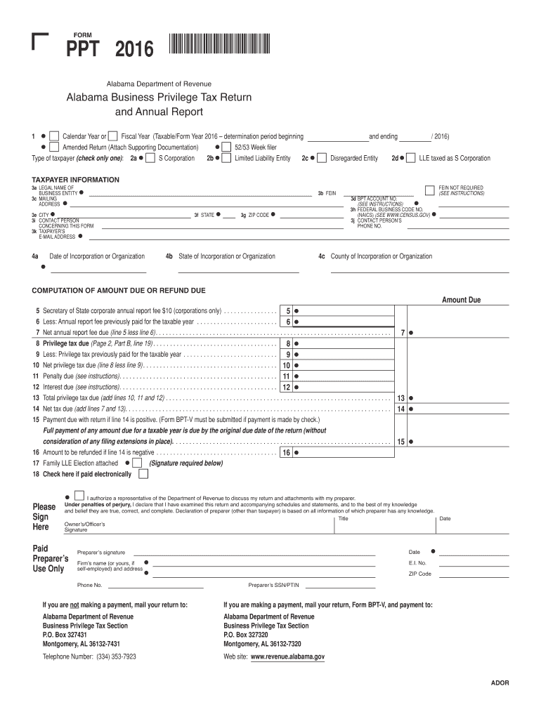 Get and Sign Alabama PPT  Form 2016