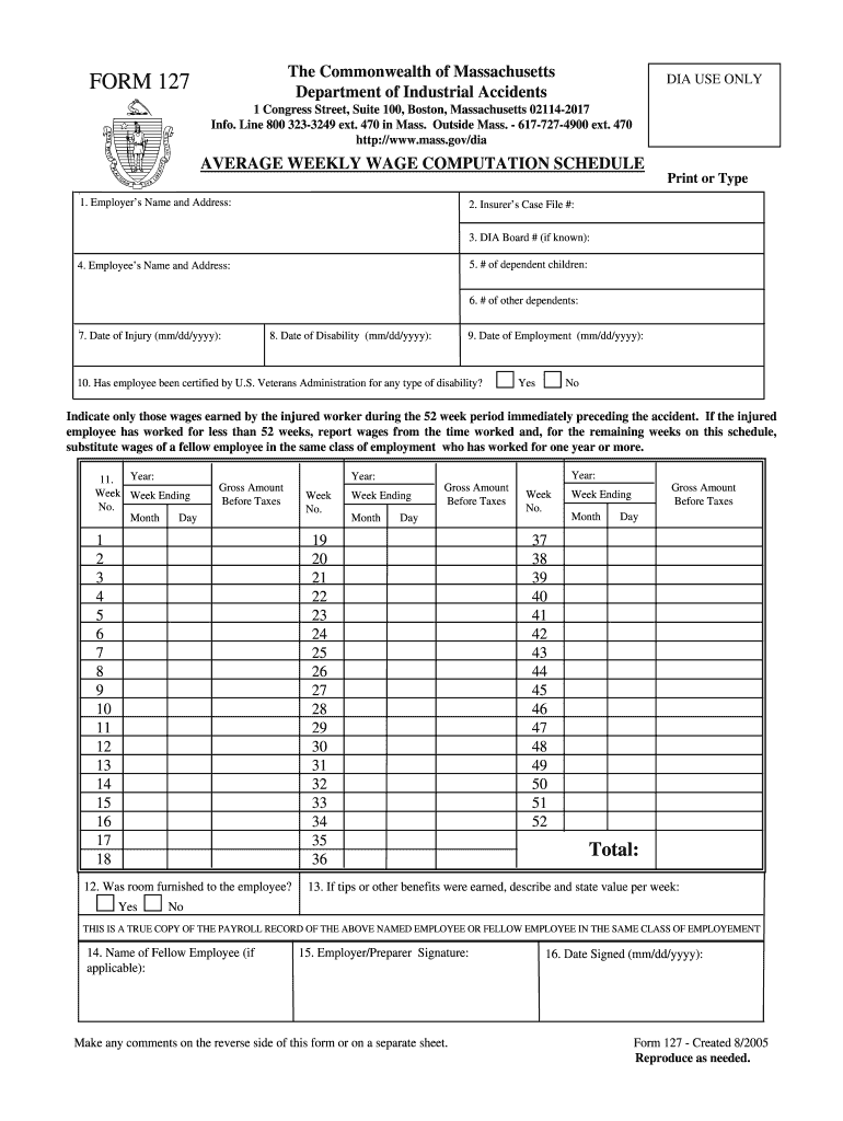  Form 127 PDF 2005