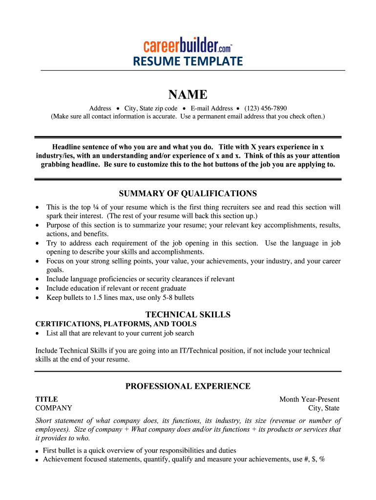 Blank Resume Template Printable  Form