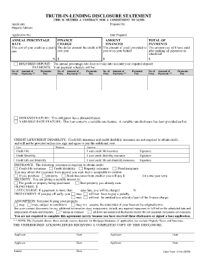 Staples Truth in Lending Statement Form