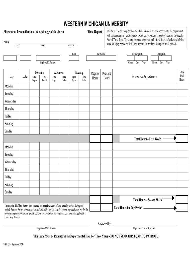 Time Report Western Michigan University Wmich 2005