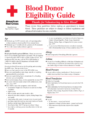 Blood Donation Requirements  Form