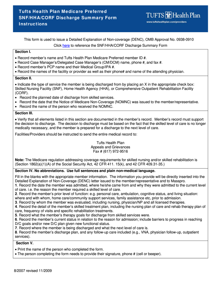 Snf Discharge Summary Template  Form
