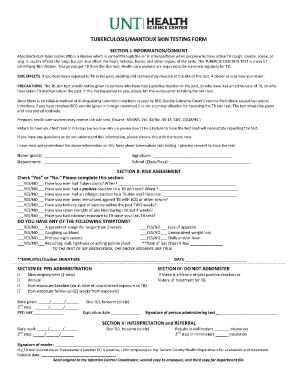 Tb Skin Test Screening Form Texas