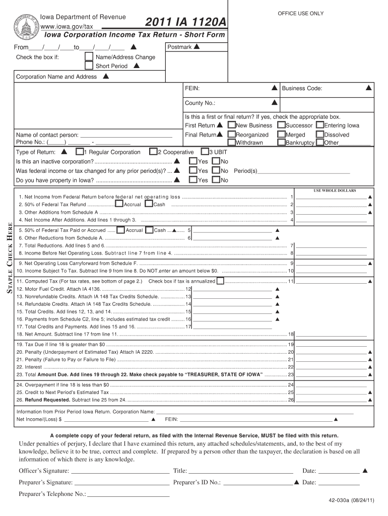  Iowa Fidicuary Return 2011