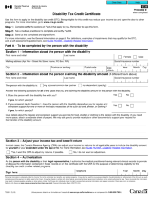  Cra Form T2201 Disability Tax Credit Form 2018