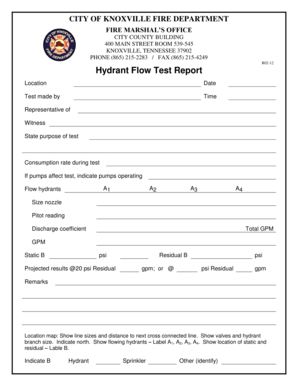 Hydrant Flow Test Report  Form