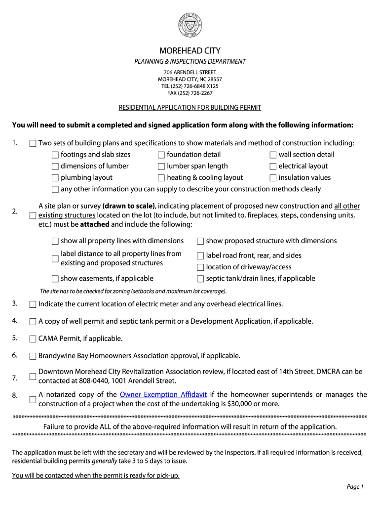 Morehead City Building Permits  Form