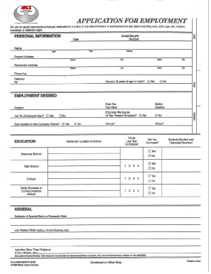 Wilson Jones Application for Employment  Form