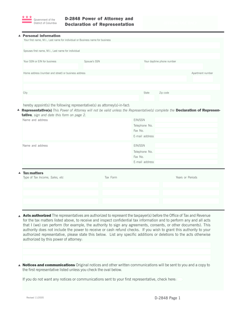 Dc Power Attorney  Form