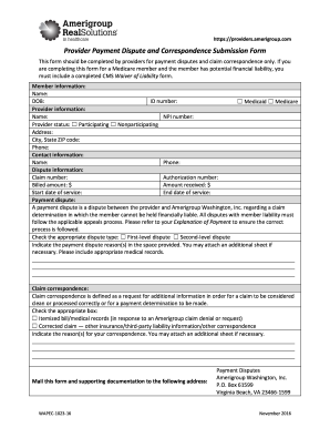 amerigroup payment dispute form