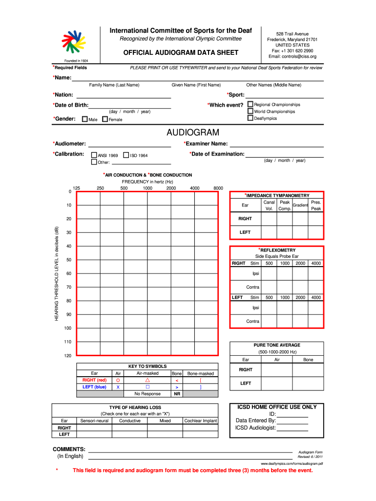 Get and Sign Audiogram 2011-2022 Form