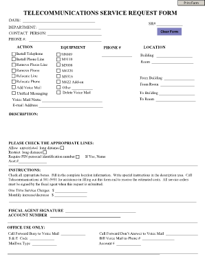 Telecom Service Request Form