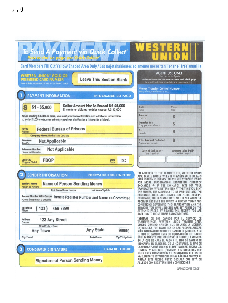 Western Union Quick Collect Form PDF