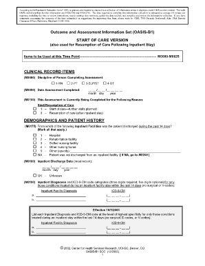 Outcome and Assessment Information Set Printable Form