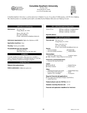 Columbia Southern University Federal ID Number  Form