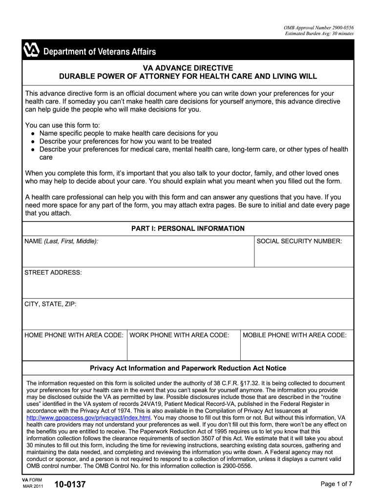  Va 10 0137 Fillable Form 2020