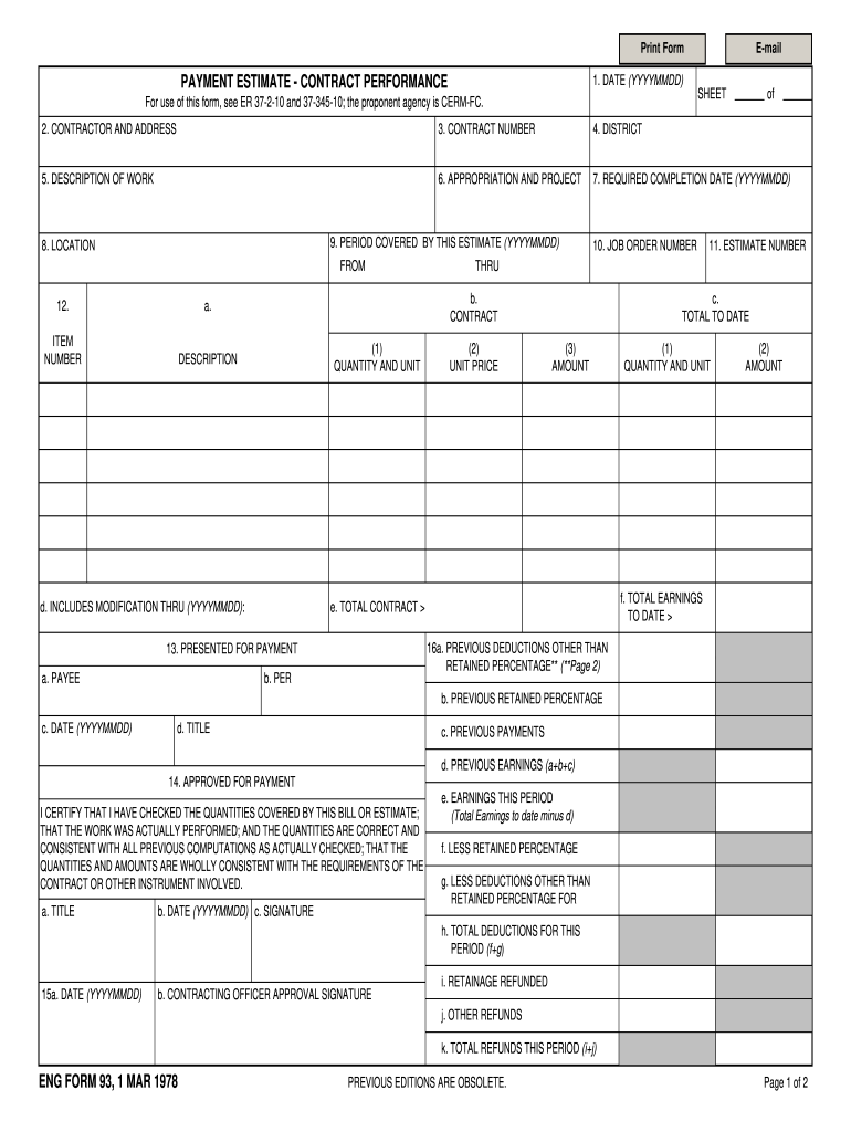  Eng Form 93 Instructions 1978