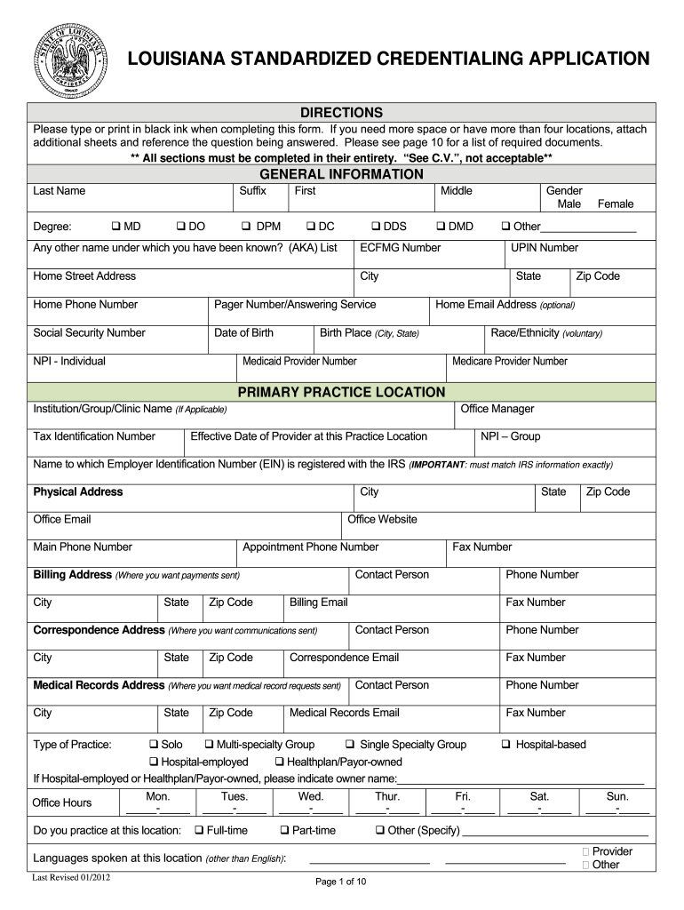 Louisiana Standardized  Form