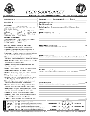 Beer Scoresheet  Form