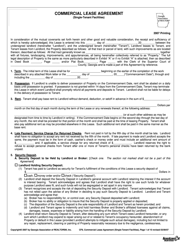 Commercial Lease Agreement Georgia  Form