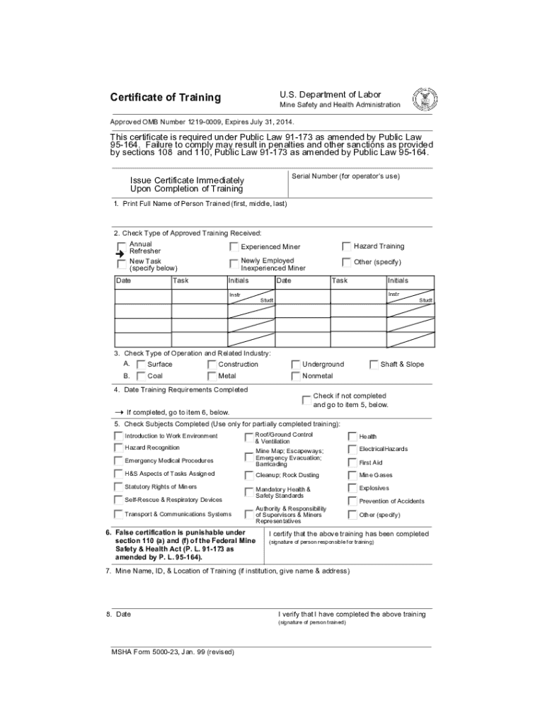 Msha 5000 23  Form