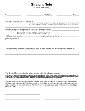Straight Note Template  Form