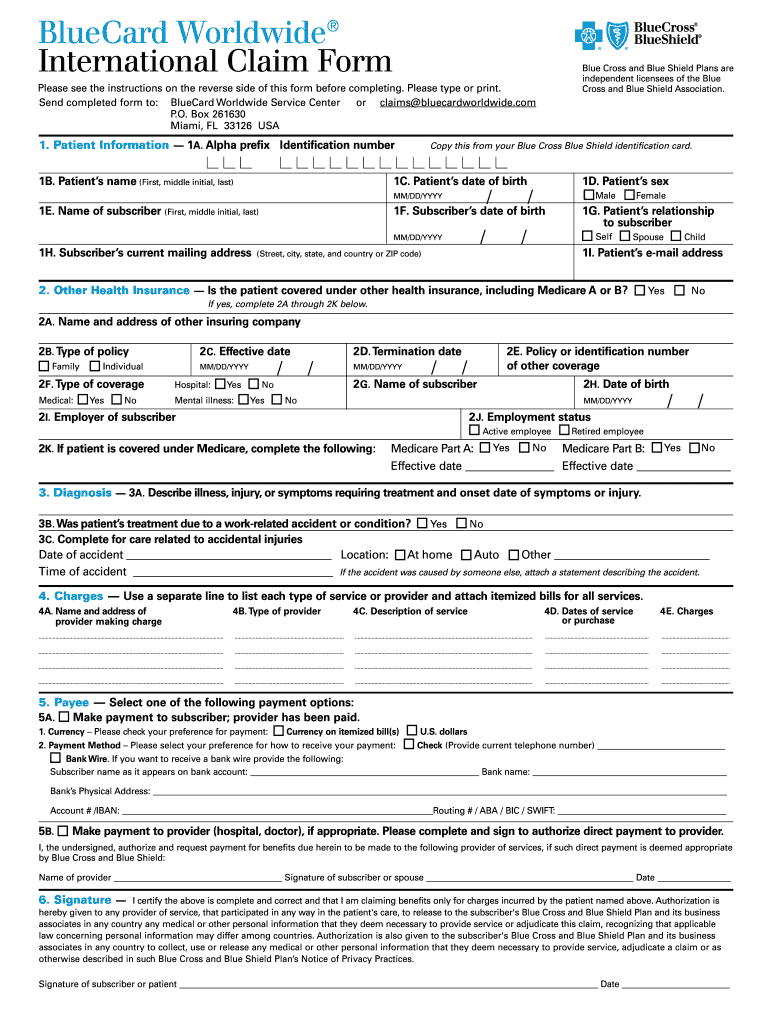 Bluecard International  Form