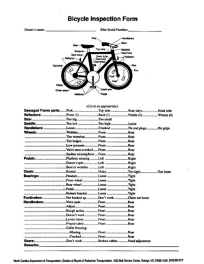 Bicycle Inspection Checklist  Form