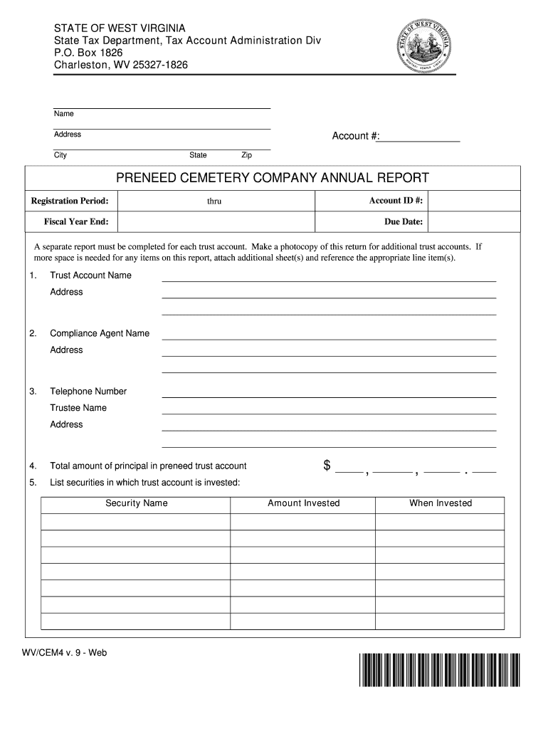 Get and Sign PRENEED CEMETERY COMPANY ANNUAL REPORT  Form