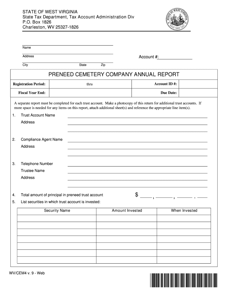 PRENEED CEMETERY COMPANY ANNUAL REPORT  Form