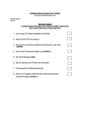 Permohonan Permit Mengajar Online  Form