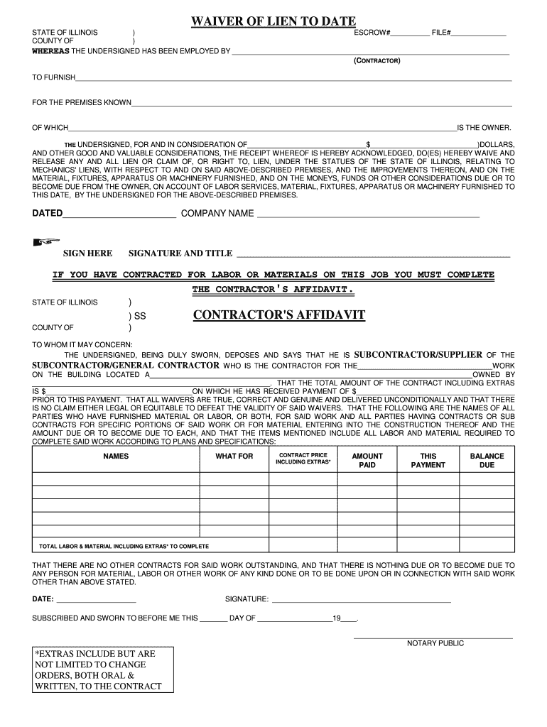 Waiver of Lien to Date  Form