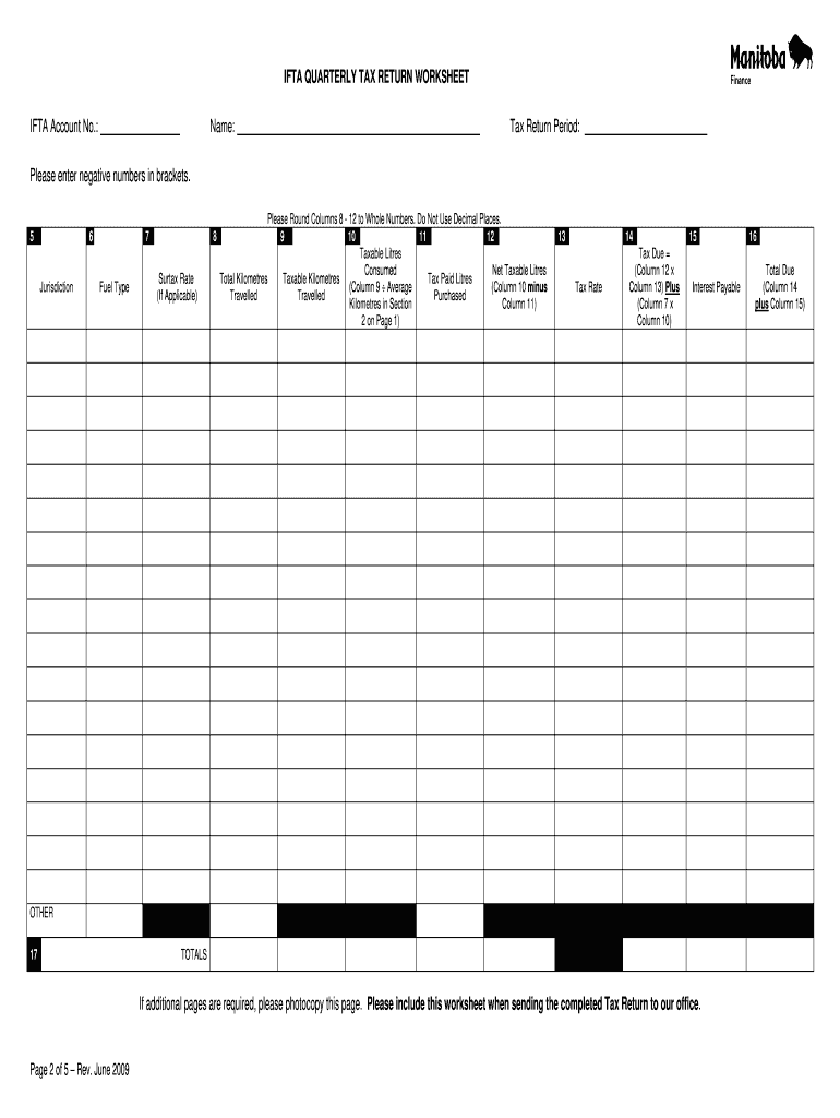  Ifta Worksheet 2009