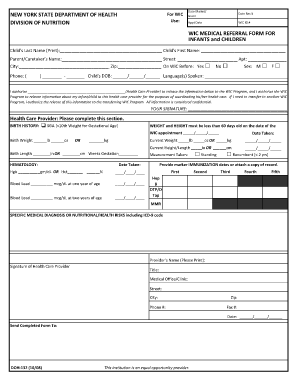 Wic Medical Referral Form