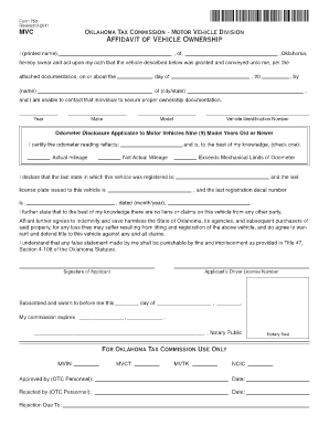 Affidavit as to Ownership  Form