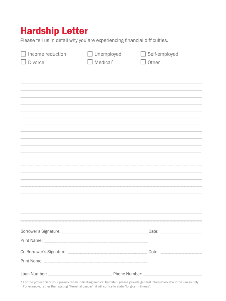 Financial Hardship Letter PDF  Form