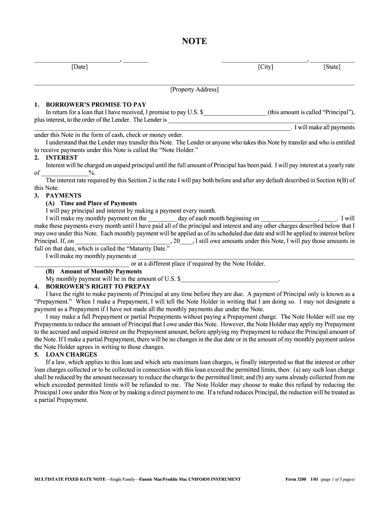  Multistate Fixed Rate Note Single Family Fannie Mae Freddie Mac Uniform Instrument 2001-2024