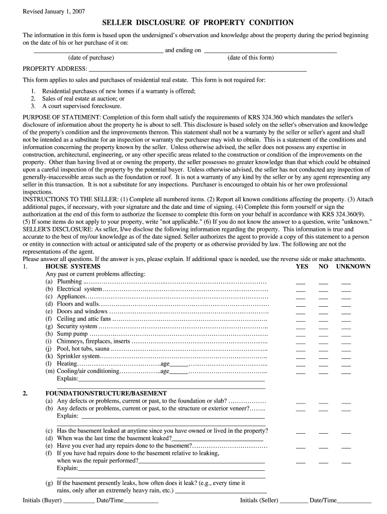 Seller Disclosure  Form