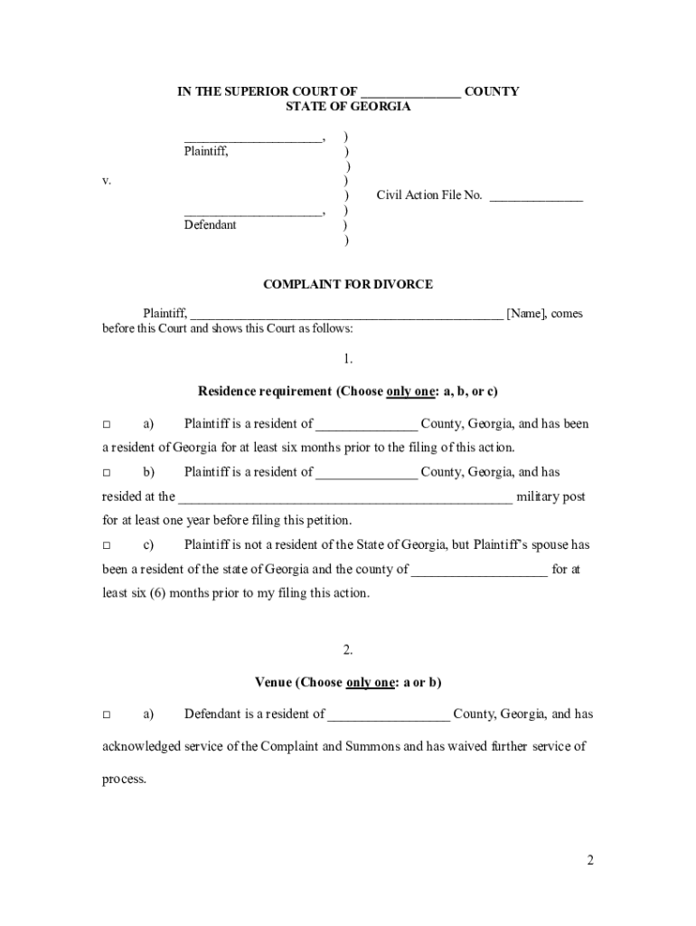 Cobb County Divorce Forms