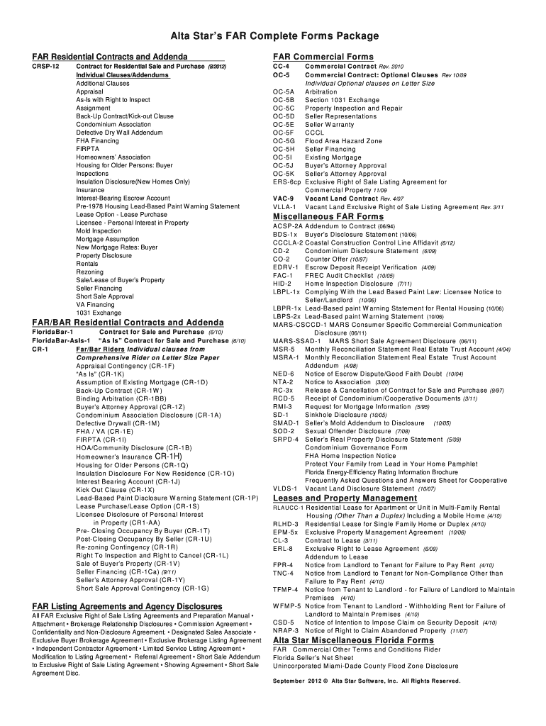 Far Bar Fillable Residential Sales Contract  Form