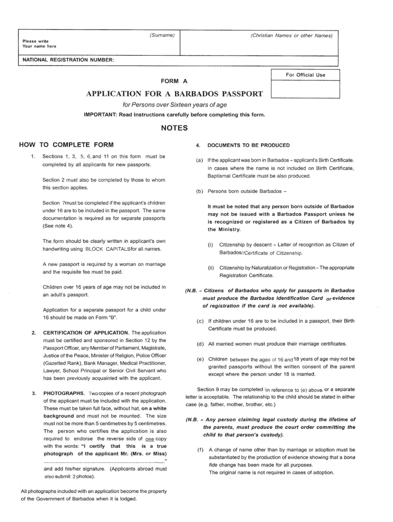 Barbados Passport Renewal Form