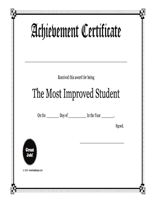 Most Improved Student Award Wording  Form