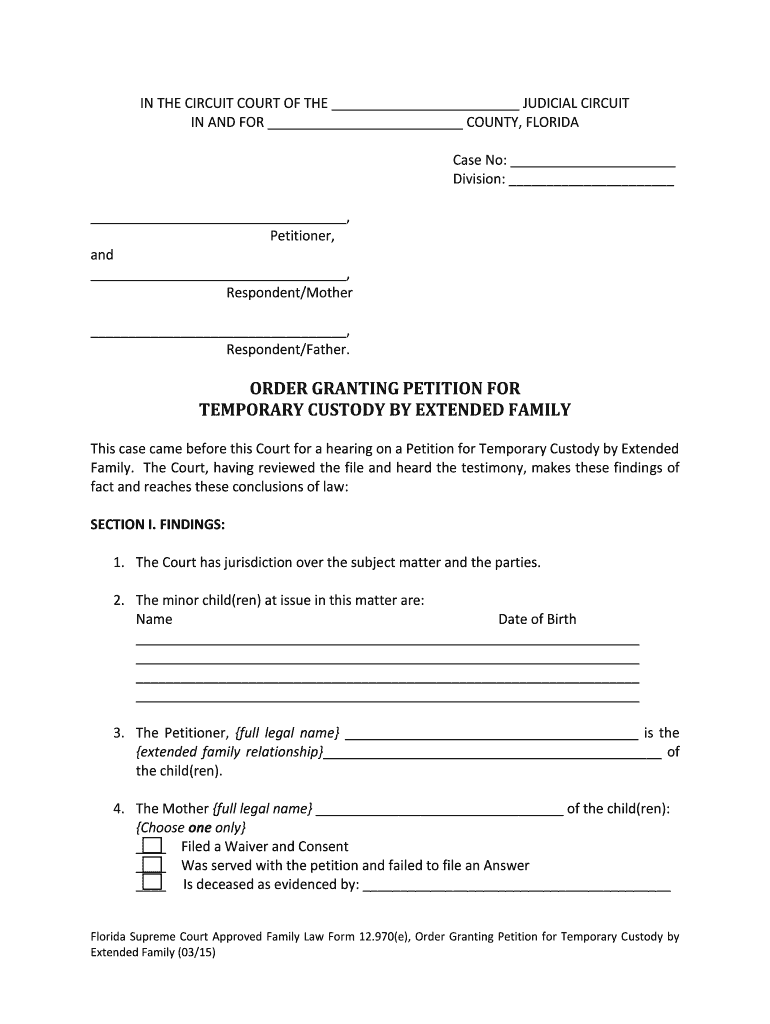 Petition Temporary Flcourts  Form
