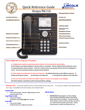 Avaya 9611g Cheat Sheet  Form