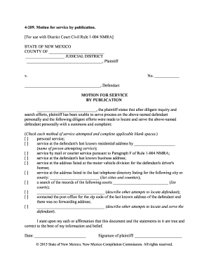 4 209 Motion for Service by Publication for Use with District Court  Form